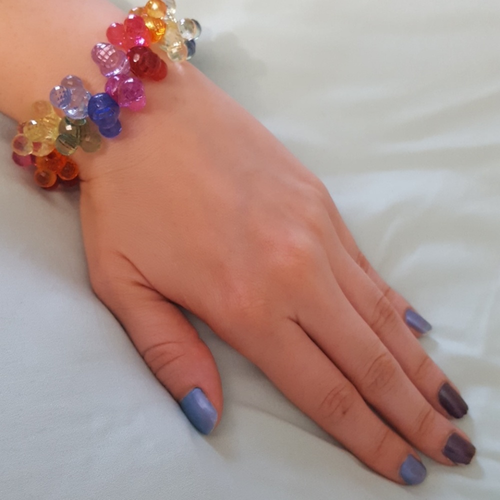 Multi-Colored Mickey Mouse Icon Beaded Bracelet